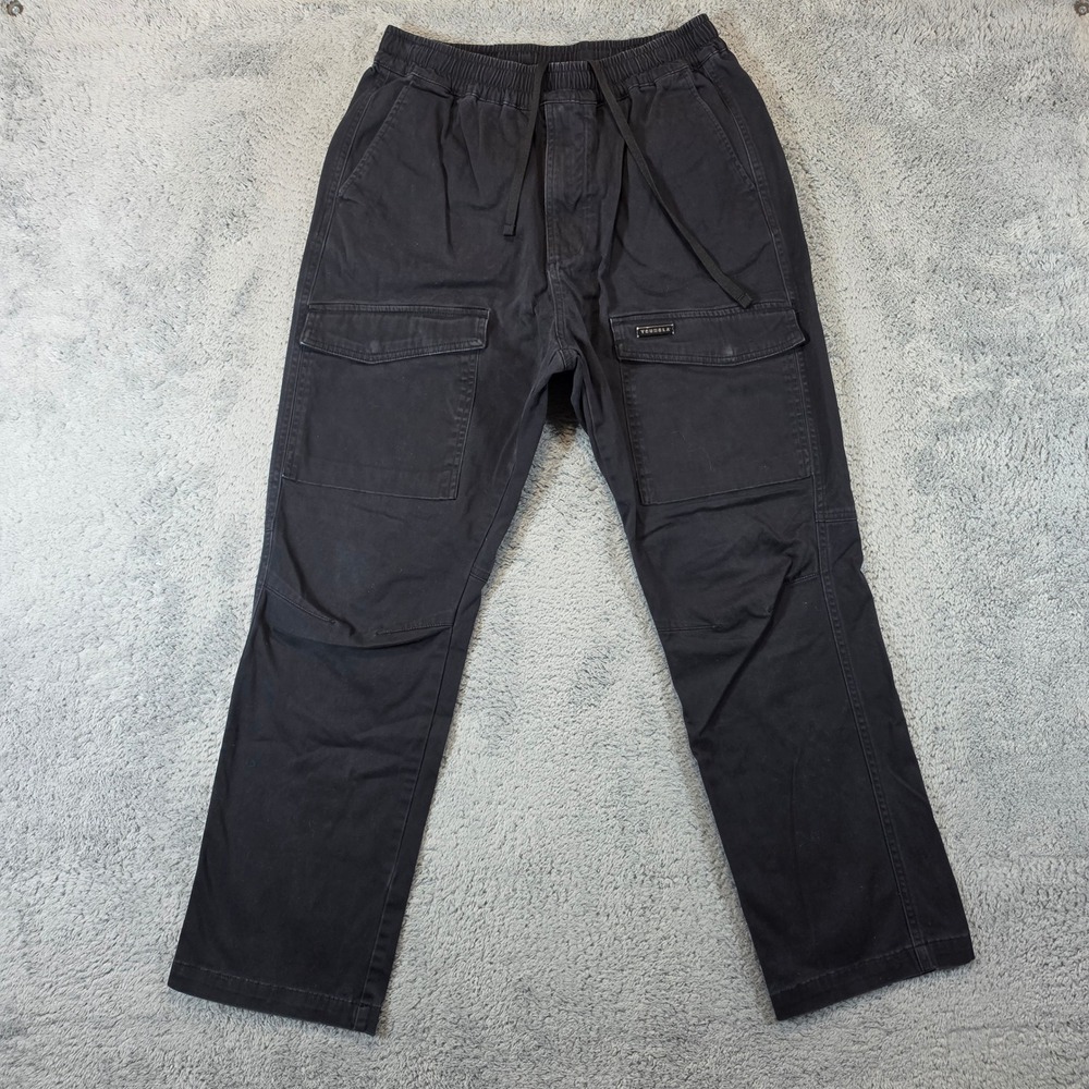 YoungLA Cargo Pants Men M Black Streetwear Tactical Utility Twill Drawnstrings